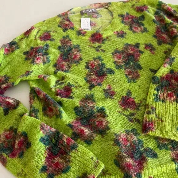 NWT J.Crew Brushed wool blend crewneck sweater / lemon rose garden - Picture 8 of 10
